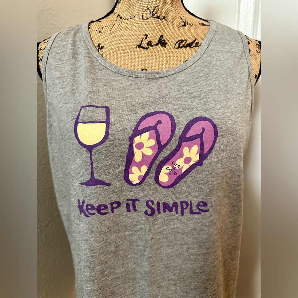 Life Is Good Flip-Flop & Wine Tank Top, Size Large - Picture 2 of 11